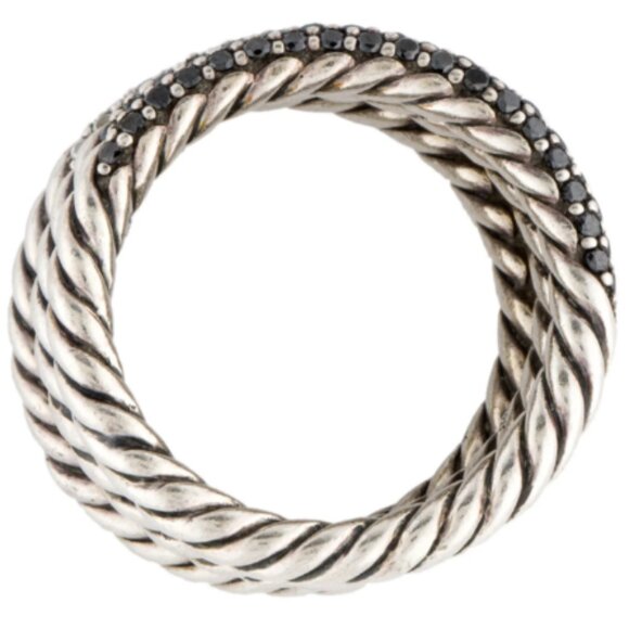 David Yurman | Diamonds & Sapphire Stackable Three Ring Set - Picture 6 of 13